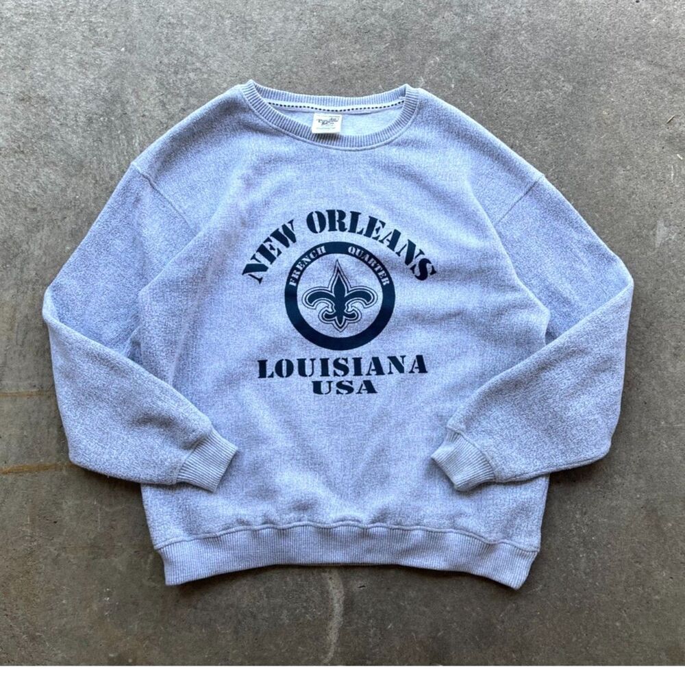New Orleans Crewneck Sweatshirt Gray Comfy Sweater Knit Louisiana Saints XL